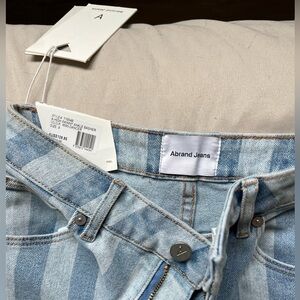 ABrand High Rise Skinny Jeans w/ Stripes + Knee Rips